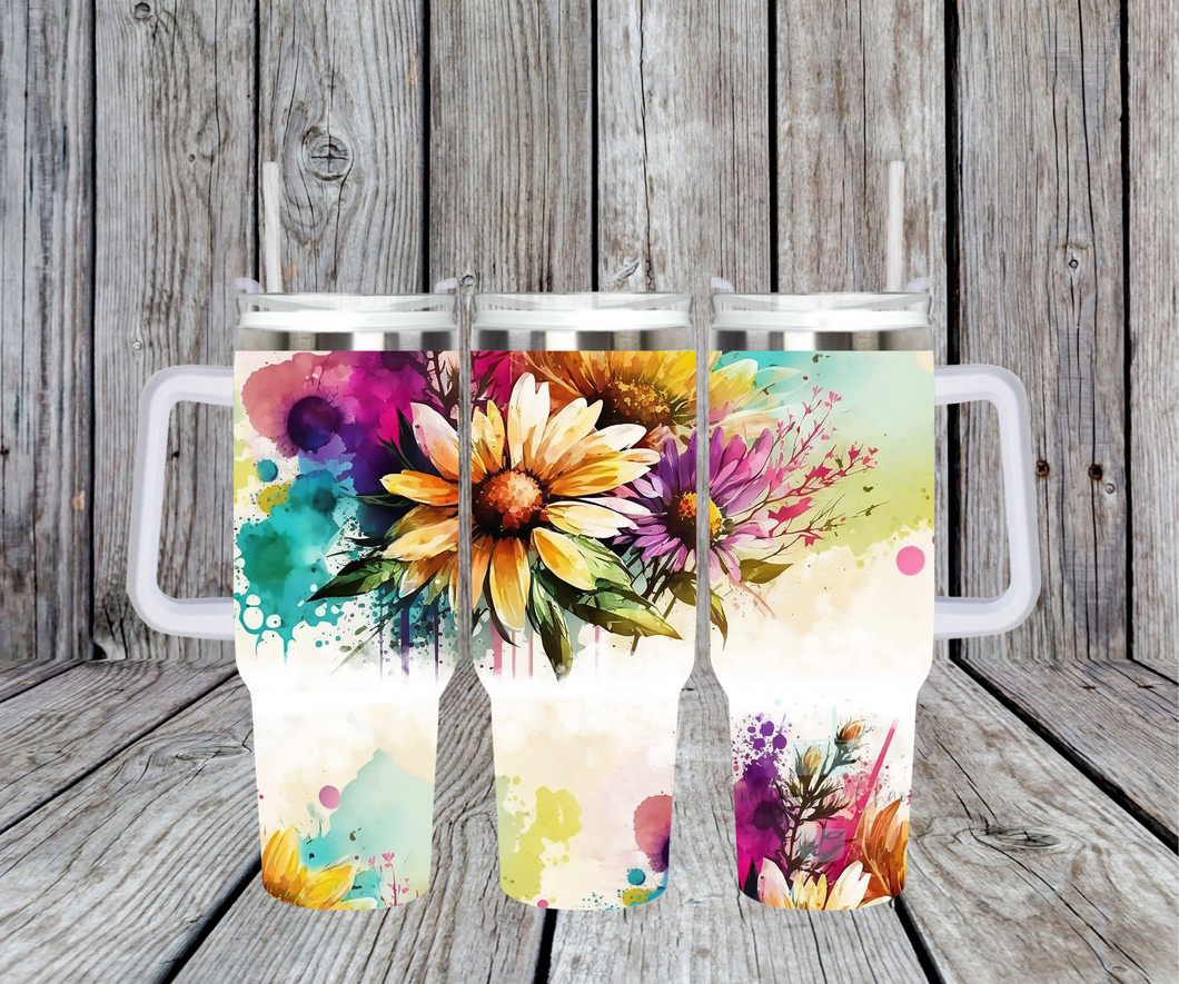Bright Sunflower Tumbler with Handle