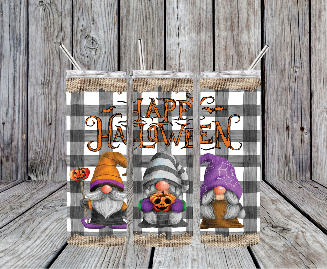 Happy Halloween Gnomes Skinny Tumbler