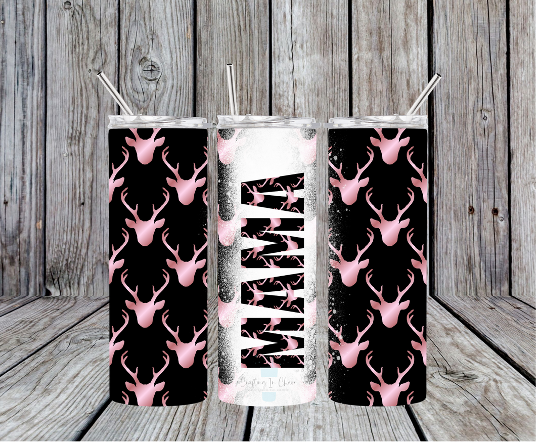 Pink Deer Mama Skinny Tumbler