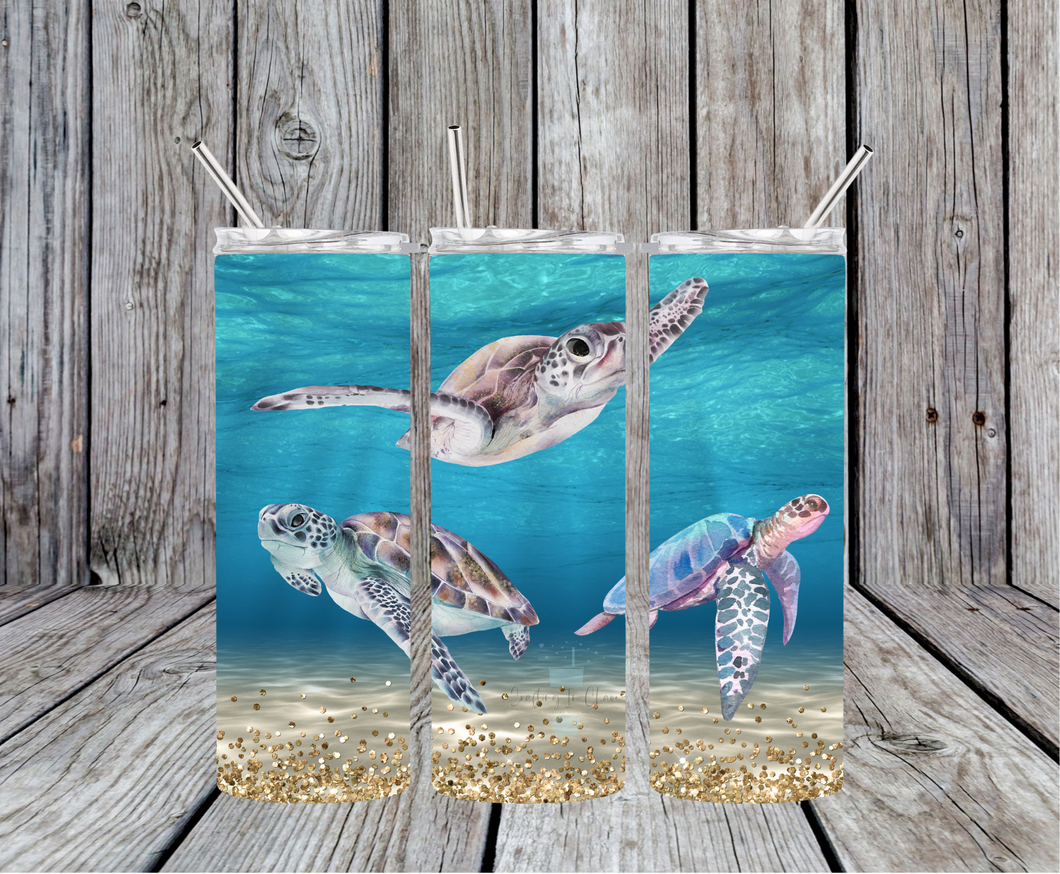 Ocean Turtles Skinny Tumbler