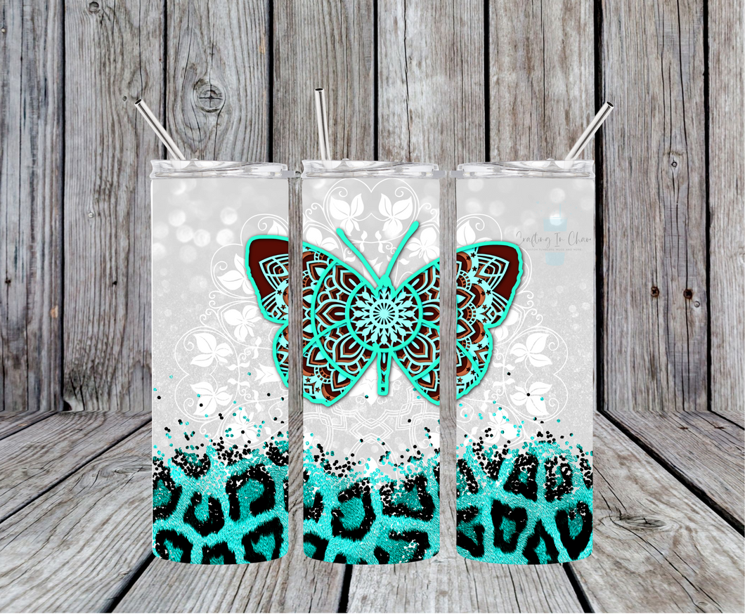 Turquoise Butterfly Tumbler