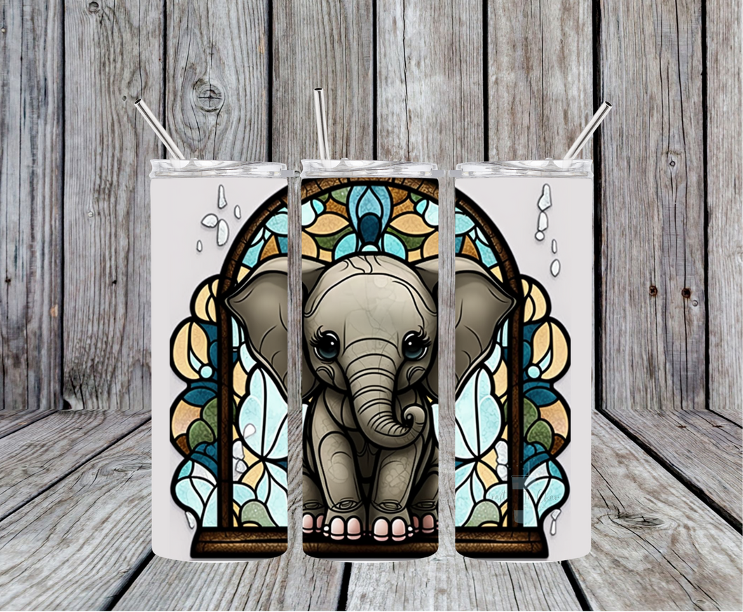 Elephant Stained Glass Skinny Tumbler