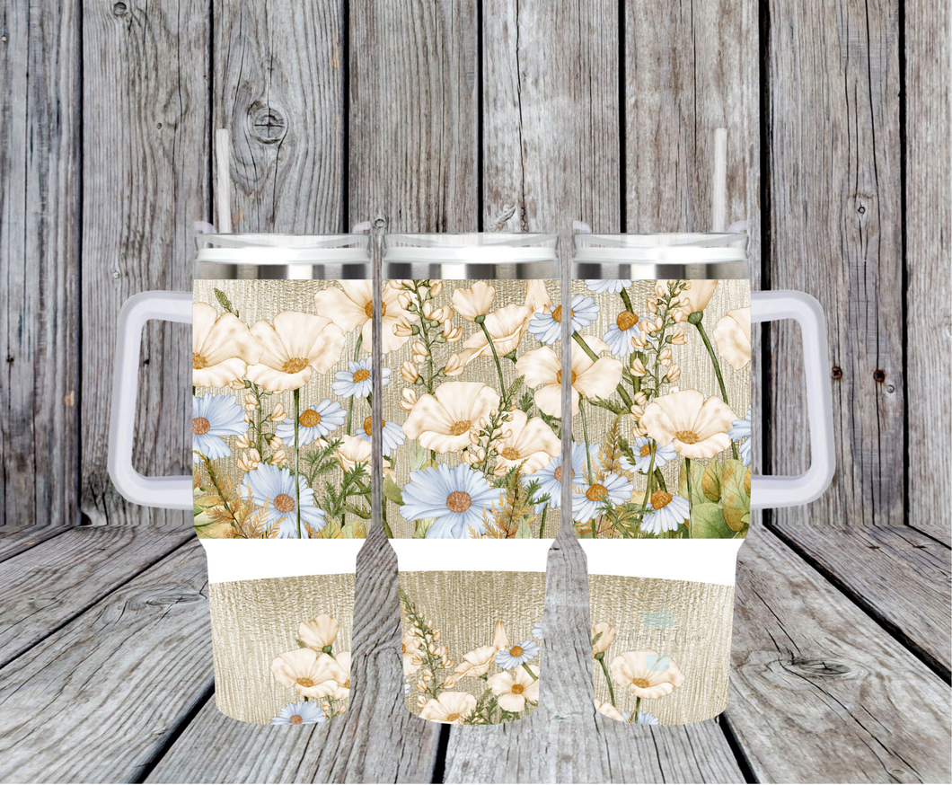 Floral Daisy Tumbler with Handle