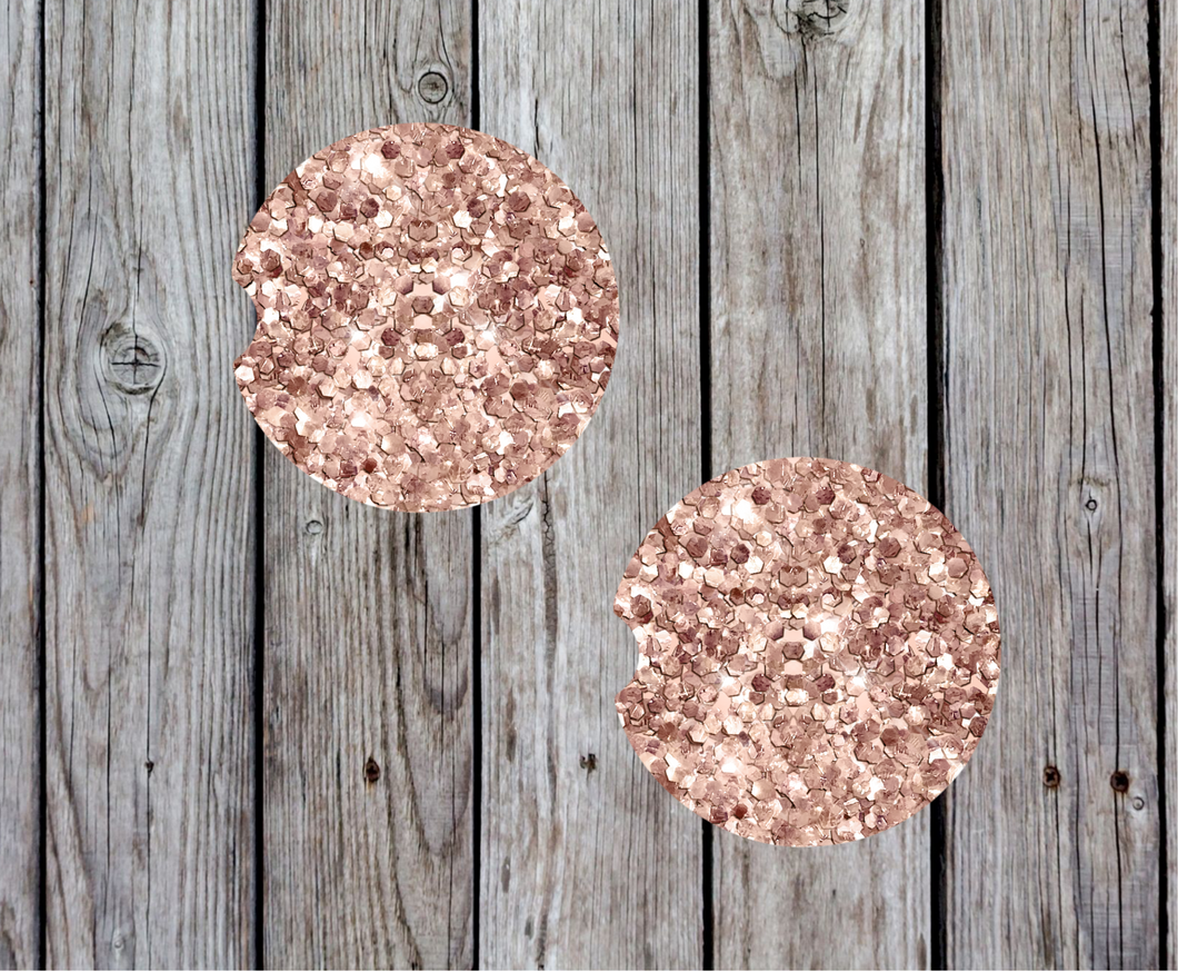 Rose Gold Glitter Car Coasters